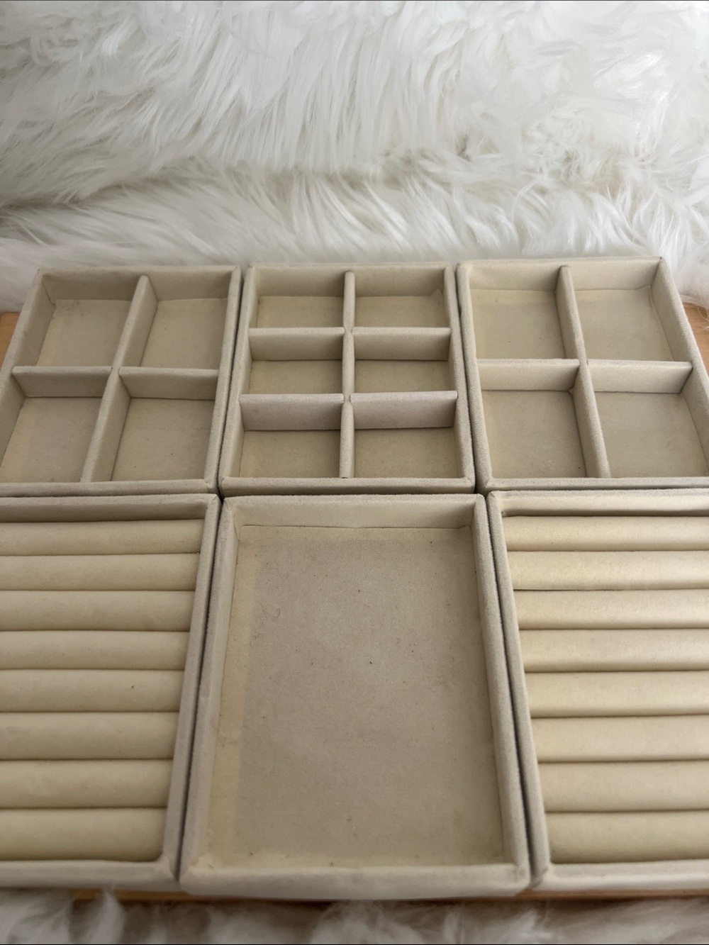 Velvet Jewelry Organizer Tray Home Storage set of 6